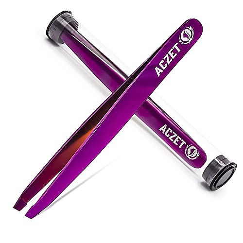 Eyebrow Tweezers, Professional Stainless Steel Precision Tweezers for Eyebrows Plucking, Ingrown Hair Remover (Black)