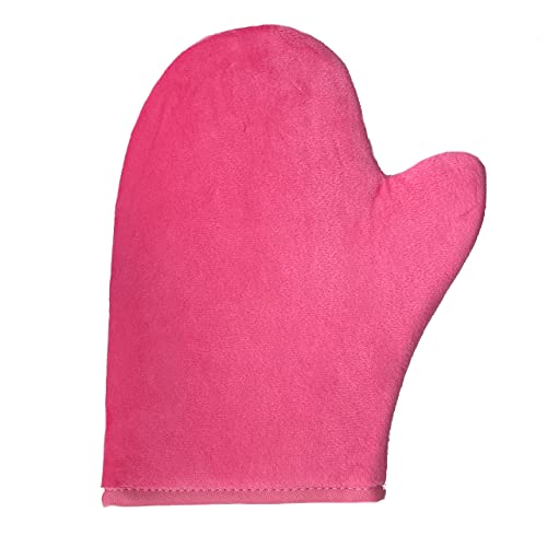 Pink/Black Microfibre Tanning Mitt for Fake Tan Waterproof Inner Lining with Thumb for Easy Grip and Application (Black)