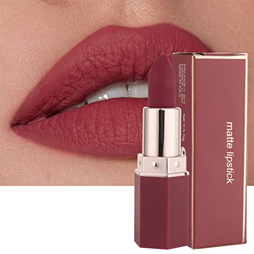 Lipstick, Matte Lipsticks For Women Long Lasting Pink Red Lipstick, Waterproof Natural Nude Moisturizing Hydrating High Pigmented Smooth Velvet T