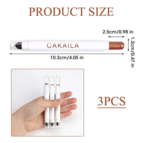 Beejoy 3 Pack Dual-Ended Eyeshadow Cream Stick Set, Bright Shimmer Cream to Powder Eye Shadow Pen, Waterproof & Long-Lasting, Makeup Essential fo