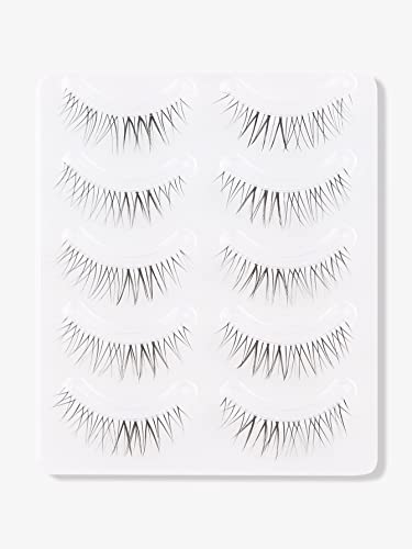 GMAGICTOBO Natural False Eyelashes Short Clear Band Lashes Pack Wispy Lashes Light Volume Soft Strip Fake Eyelashes 5 Pairs Multipack