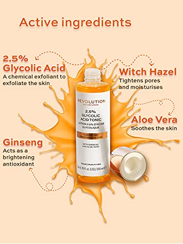 Revolution Skincare London, 5% Glycolic Acid, Toner, 200ml (Packaging may vary)