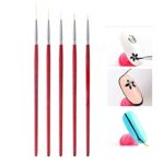 5 Pcs Nail Art Liner Brushes, Professional Painting Nail Art Design Brush Pen Set Nail Art Point Drill Drawing Brush Pen Thin Nail Art Brush 6/9/