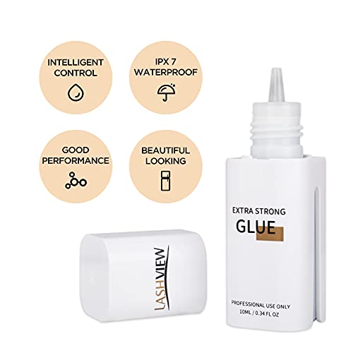 LASHVIEW eyelash extensions glue, precise drop technology glue,accurate 0.03ml per drop,extending glue life,1 Sec Dry Time,Great Retention 6-8 We