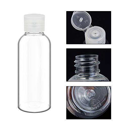 DECARETA 12 Pack Plastic Travel Bottle 50 ml Clear Holiday Bottle with 1pcs Funnel Toiletries Liquid Containers for Airport,Office,Camping