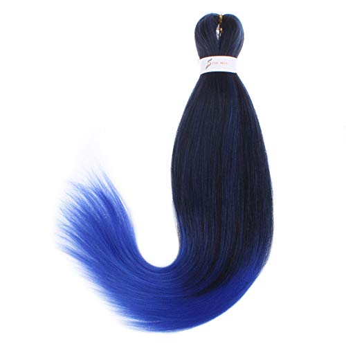 Leeven 3 Packs Pre Stretched Braiding Hair Extension Yaki Texture EZ Braids Hair for Coi Leray Braids Black Braiding Crochet Hair Extensions /30