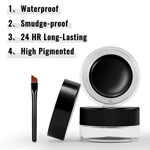Erinde Black Gel Eyeliner, Waterproof Long Lasting Cream Eyeliner Gel, High-Intensity Pigments Smudge-Proof Eye Liner Makeup, Water-Resistant Eye