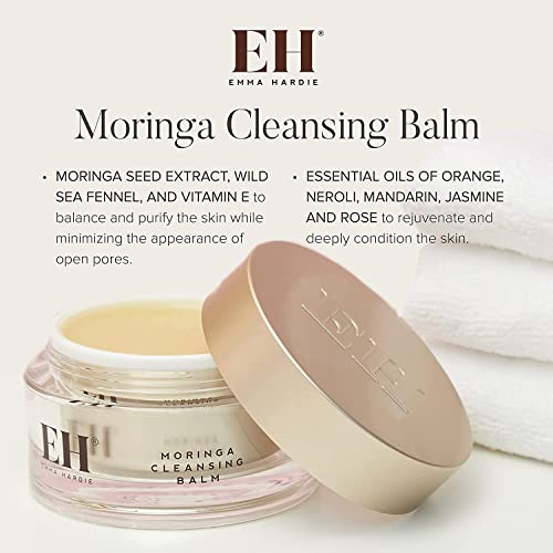 Emma Hardie Moringa Cleansing Balm with Cleansing Cloth (100ml) – Moisturizes & Conditions all Skin Types. Rebalances & Hydrates Skin. Removes Fa