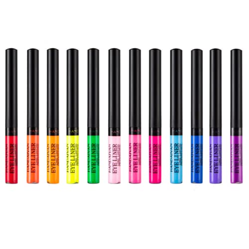 Neon Liquid Eyeliner Set, 12 Colors UV Glow Matte Eyeliner, Waterproof & Smudgeproof Long Lasting Colorful Fluorescent Body Face Paint Makeup for