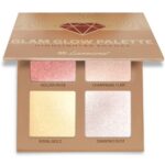 Highlighter Make-up Bronzer Powder Palette - Face Highlighter Makeup Palette Set With Mirror - 4 Highly Pigmented Shimmer Colors For Highlighting