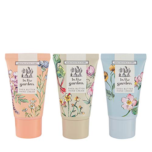 Heathcote & Ivory In The Garden Hand Creams Trio in Gift Box | Shea Butter & Essential Oils | Cruelty Free & Vegan Friendly | Travel Friendly Siz