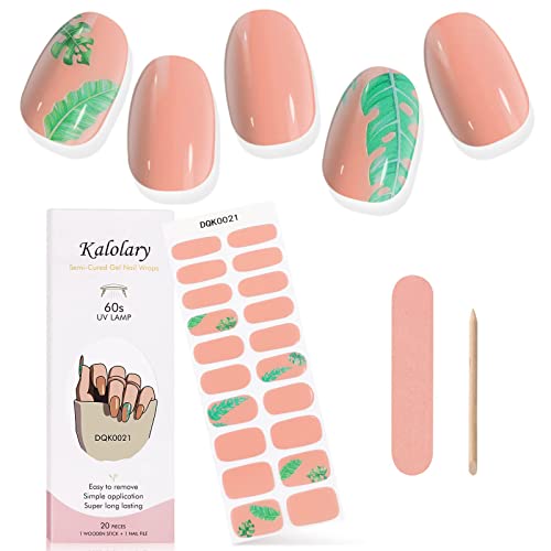 Kalolary Gel Nail Polish Strips, Semi Cured Nail Gel Art Sticker Waterproof Full Nail Wraps Decal Sets with Nail File and Stick for Women Girls N