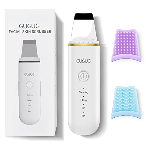 GUGUG Facial Skin Scrubber, Ultrasonic Skin Spatula Face Blackhead Remover Scraper with Four Modes for Deep Cleansing, Portable and Rechargeable