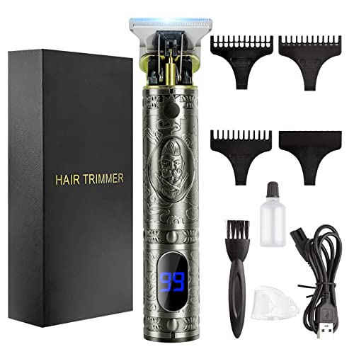 Hair Clippers for Men, AISEELY Beard Trimmer Men, LCD Screen Zero Gapped T-Blade Trimmer Clippers for Hair Cutting, Professional Cordless Electri