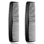 Hair Comb, 2Pcs Plastic Pocket Combs Black Hair Combs Fine and Wide Tooth Dressing Comb Heat Resistant Anti Static Hairdressing Styling Combs for