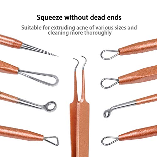 Blackhead Remover Tool 5 Pcs Blackhead Cleaner Tweezers Kit, Professional Extractor Tweezers Kit Pimple Popper for Facial Care with Case (rose go