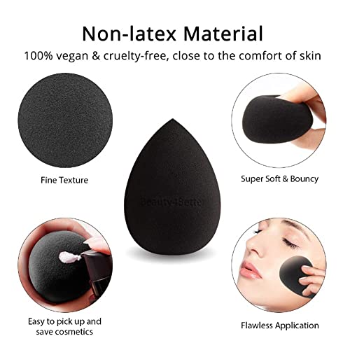 Beauty4Better Luxury Cosmetic Non-Latex Soft Vegan Face Makeup Applicator Sponge (Pack of 1) Colour - Black - for Blending Liquid Foundation Crea
