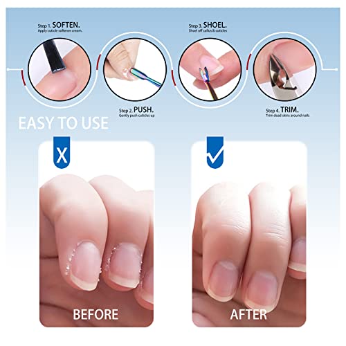 Cuticle Nippers Cuticle Pusher, 3 Pack Professional Cuticle Remover Set Stainless Steel Cuticle Cutter Cuticle Clipper Tools for Manicure and Ped