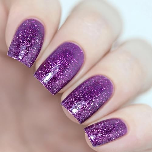 Holographic Nail Polish - Pearl Purple Nail Polish - Mermaid Sea Nail Varnish Shimmer Effect - Quick drying No Need Cured 7 Days Long Lasting Nai