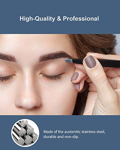 OMIRO 10X Magnifying Mirror, Travel Size Suction Magnifier Mirror for Makeup & Bathroom Shaving (8.8cm Black,with Tweezer)