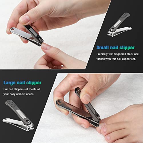 FVION Nail Clippers Set, Nail Cutter Stainless Steel for Thick Fingernails Toenails Heavy Duty Nail Clipper for Men Women