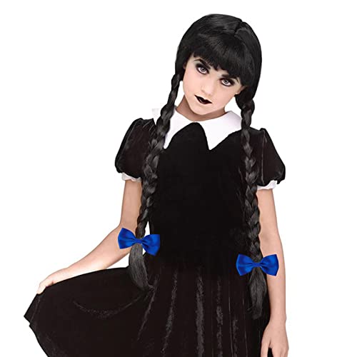 BDSHUNBF Wig for Wednesday Addams, Dress Up for Kids Girls Adults Family Cosplay, Birthday, Hallween, Christmas, Accessory Party Decoration Gift