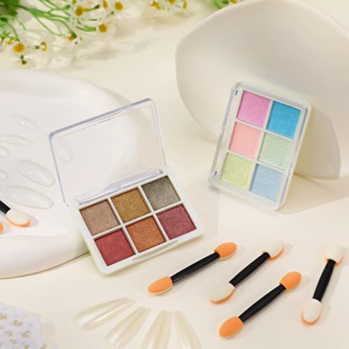 Firtink 2 Packs Chrome Nail Powder, 12 Colors Shiny Nail Art Pigment Powder Nail Glitter Powder Set DIY Nail Decoration Holo Dust Powder