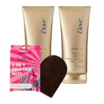 Dove Derma Spa Summer Revived Body Lotion 200ml 2 Pack with Self Tanners Fair Light to Medium Skin and Self Tanning Washable Mitt - Bundle by Del