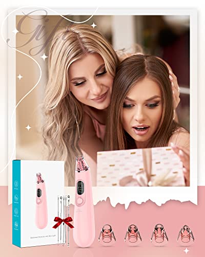 Pore Vacuum, Blackhead Remover Vacuum for Face Acne Comedone Whitehead Extractor Kit with 3 Suction Power & 4 Probes and LED Display Electric Bla