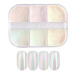 Chrome Nail Powder,6 Grids Aurora Powder for Nails,Shell Powder Mirror Effect Nail Powder for DIY Nail Art Decoration Pigment Body Face Decoratio