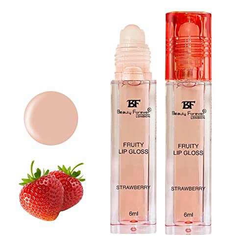 Beauty Forever Fruity Roll on Lip Gloss, Flavoured Lip Gel, Moisturising, Enriched Glossy Finish, Contain Minerals, Hydrating, Suitable for Pout