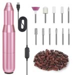 FOLAI Electric Nail Files, Nail Drill Set for Acrylic Gel Nails, Portable Manicure Pedicure Kit with Sanding Bands and Nail Drill Bits（Pink）