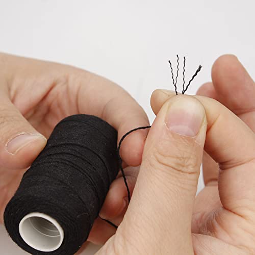 Beayuer Needle and Thread Set Professional Hair Extension Tools Hair Weave Needle 10 pcs with 3 pcs Black Brown Beige Threads for Making Wig Sewi