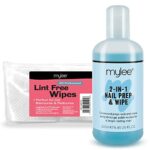 Mylee Gel Prep & Wipe Gel Nail Polish Finishing Wipe Residue Cleaner Remover 250ml + 100x Lint Free Wipes Kit, Preparation & After Care, UV LED G