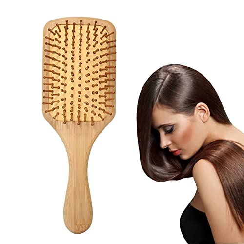 Bamboo Paddle Hairbrush Hair Massage Brush Wooden Anti Static Hair Brush Detangling Hair Brush Eco-Friendly Natural Wooden Bamboo Air Paddle Deta