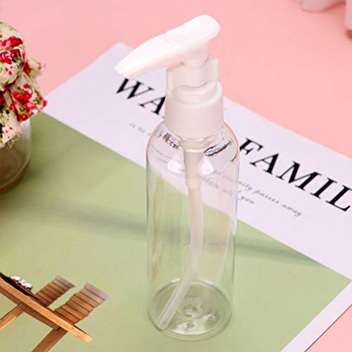 Cabilock 4pcs 100ml Empty Pump Dispenser Bottle Portable Spray Bottle Liquid Shampoo Container for Travel Flight Airport Holiday(Transparent Whit