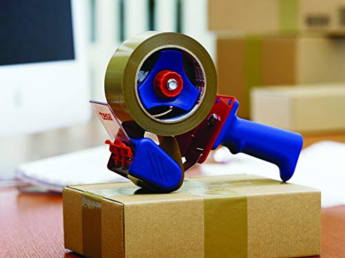 tesa Packing Tape Dispenser and tesapack Packaging Tape in a Set - 2x High-Quality Parcel Tape with 1x Dispenser - Transparent - 66 m x 50 mm