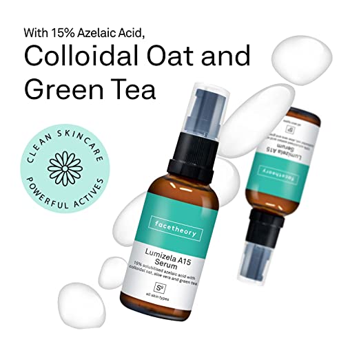 facetheory Lumizela S9-15% Azelaic Acid, Acne Serum Reduces Inflammation, Smooth Emulsion, Green Tea Serum, Calming Aloe Vera, Vegan, and Cruelty