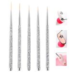 5 Pcs Nail Art Liner Brushes, Professional UV Gel Painting Nail Art Design Brush Pen Set Nail Art Point Drill Drawing Brush Pen Thin Nail Art Bru
