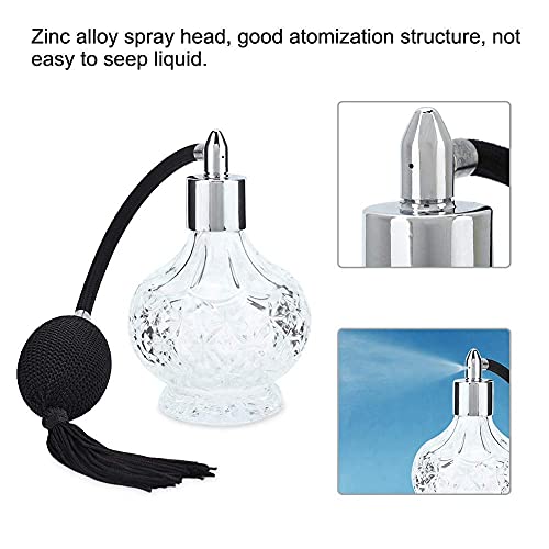 Perfume Atomizer, Vintage Perfume Bottle, Perfume Glass Spray Atomizer Crystal Art Vintage Style Reusable Empty Glass with Tassel (90ml)