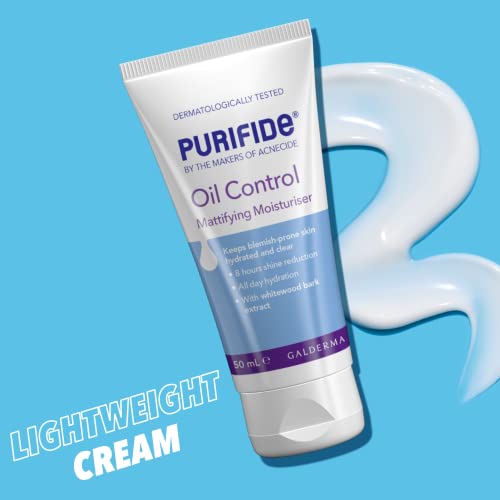 PURIFIDE by Acnecide Oil Control Mattifying Moisturiser, 50g, Ideal for Spot Treatment Routine With 8 hour Shine Control