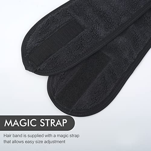 KinHwa 3 Pack Spa Facial Headband Makeup Hair Band Women Skincare Adjustable Microfibre Headband for Washing Face Sports Yoga Black