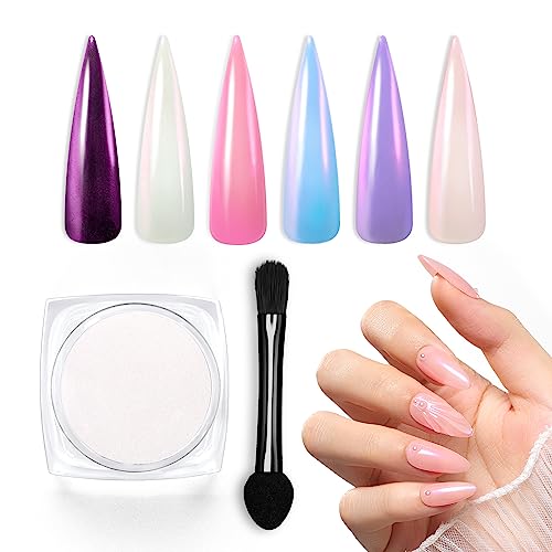 Beetles Chrome Nail Powder Kit Black White Colors Gel Polish Mirror Effect Holographic Aurora Iridescent Pearlescent Manicure Art Decoration Glit