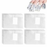 Keyohome 500Pcs Nail Foil Wraps Remover Aluminium Nail Art Soak Off Remover Gel Nail Polish Remover Foil Wraps with Pre-attached Lint-Free Cotton