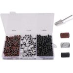 BNG 80/120 /180 Grit Sanding Bands For Nail Drill Manicure Set with Box, 210pcs Nail Drill Sanding Tape, Nail Art Sanding Tape with 1pcs 3/32 inc