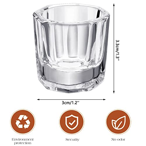 Hioph 10pcs Dappen Dish for Acrylic Nails, Acrylic Powder Holder, Acrylic Glass Jar Dampen Dish Liquid Cup for Nail Art Manicure Care Tools