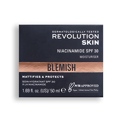 Revolution Skincare London, SPF30 Normal to Oily Skin, Mattifying Moisture Cream, Contains Niacinamide, Fragrance Free, 50 ml