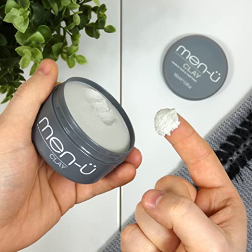men-u CLAY styling 100ml, mens hair products – Great for matt & choppy styles. SIGNATURE MELON FRAGRANCE - Mens hair wax, medium hold & matt fini