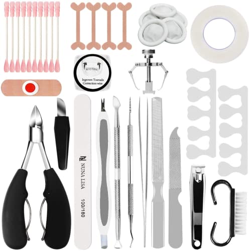 Ingrown Toenail Tool Kit, Toe Nail Nippers Set for Ingrown & Thick Nail, Surgery Grade Manicure Pedicure Tool, Nail File Lifter Pusher Corrector
