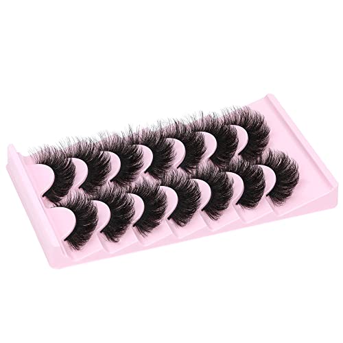 Fake Eyelashes Fluffy Volume Thick Lashes Faux Mink 20MM Long Dramatic False Eyelashes Full 5D Big Reusable Eye Lashes Pack 7 Pairs by ALICROWN
